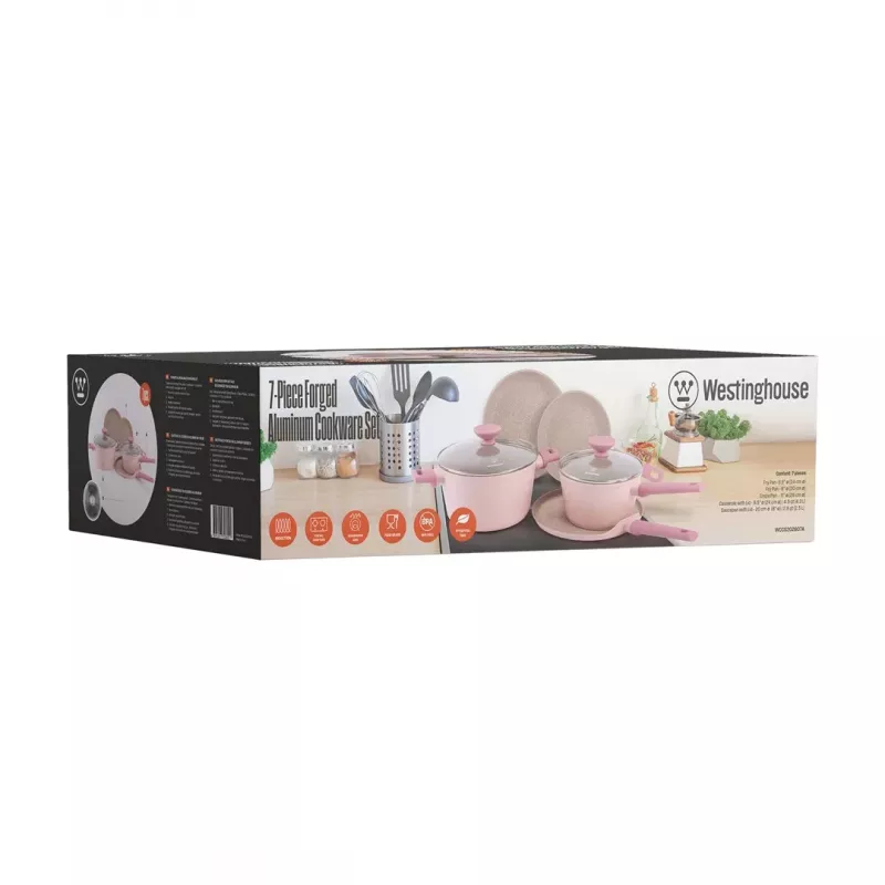 Westinghouse WCCS202607A 7 dalių kaltinio aliuminio indų rinkinys, juoda/pilka, tinkamas indukcijai