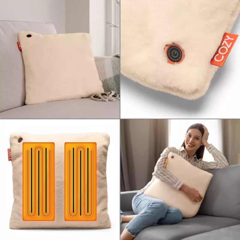 Bodi-Tek BT-CSHT2-F-BG-PB10 COZY Una šildoma komforto pagalvėlė su 10000 mAh maitinimo bloku, smėlio spalvos