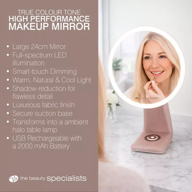 RIO MMDL-EU/1,0 High Performance Make Up Mirror – Dvipusis veidrodis su 1x/5x didinimu, LED dienos šviesa, pritemdomu jutikliniu valdymu, chromuotas