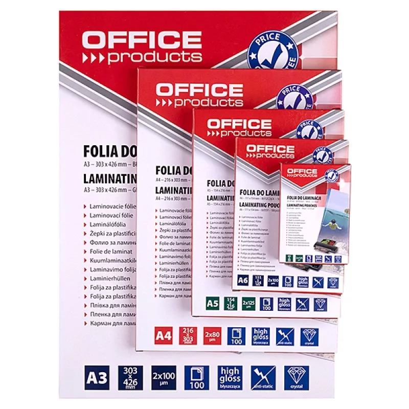 PBS CONNECT OFFICE PRODUCTS Laminating Film A4 2x80 Microns Glossy 100 Sheets Transparent