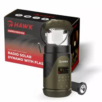 Hawk HWRDI430GN Radijas su saulės baterija, dinaminiu krautuvu ir žibintuvėliu