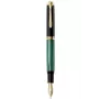 Pelikan Souverän M1000 Fountain Pen, Black, Gold Trim, Green Ink Window, Bold Nib, Integrated Piston Filler, Ambidextrous, Germany