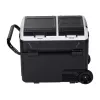 HCALORY P50M+ automobilinis šaldytuvas su Bluetooth, 50L, -20°C iki +20°C, DC 12/24V ir AC 100-240V, 60W, R134a, LCD ekranas, programėlės valdymas, akumuliatoriaus apsauga, ratukai, ištraukiama rankena, LED šviesa, USB prievadas, CE/RoHS/FCC