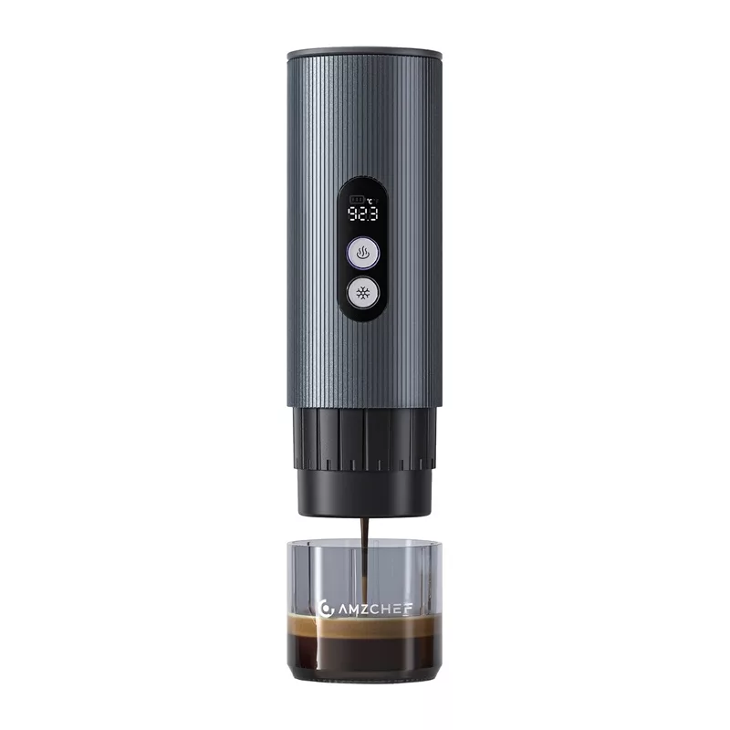 AMZCHEF CE-GC-CP024-BU Nešiojamas kavos aparatas – mėlynas, 15 barų espresso aparatas, skirtas „Nespresso“ kapsulėms ir maltai kavai, su 12V automobiliniu adapteriu ir USB šaltam virimui