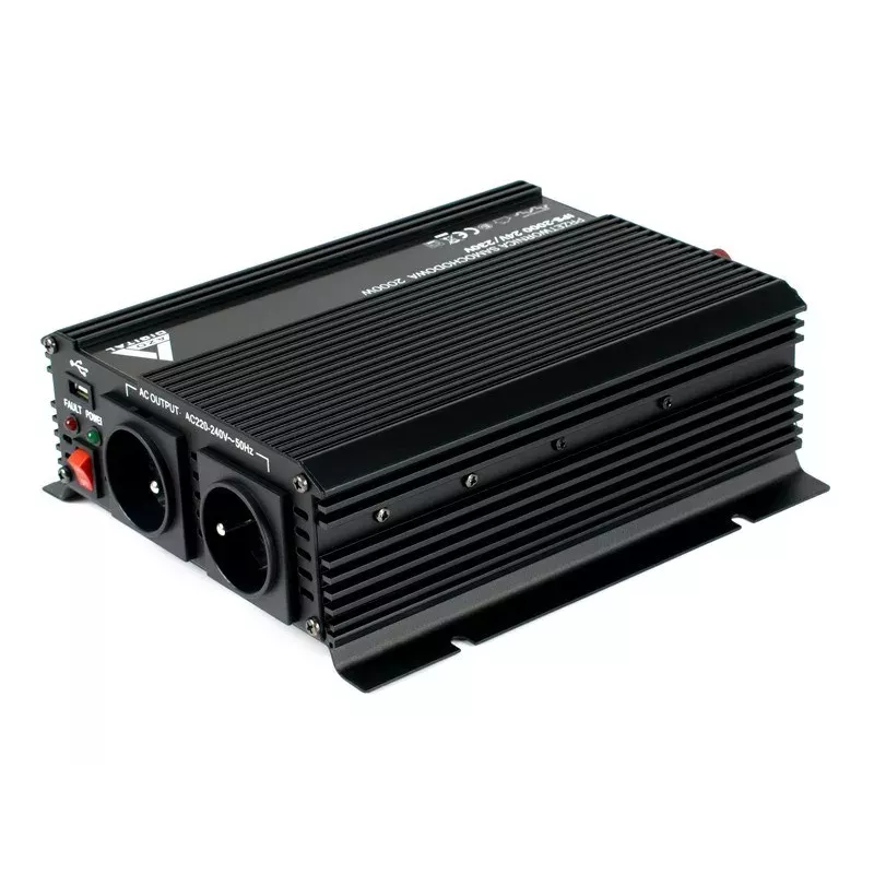 AZO Digital 12 VDC / 230 VAC Automotive Inverter IPS-2000 2000W gryna sinusinė banga