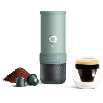 OUTIN nešiojamas elektrinis kavos aparatas Mino Canyon Green 20 Bar 80ml USB-C