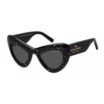 THE MARC JACOBS moteriški akiniai nuo saulės MARC798SSTR80 – stačiakampis Havana acetato rėmelis, rudi polikarbonato lęšiai, UV400 apsauga, 48/24/140 mm