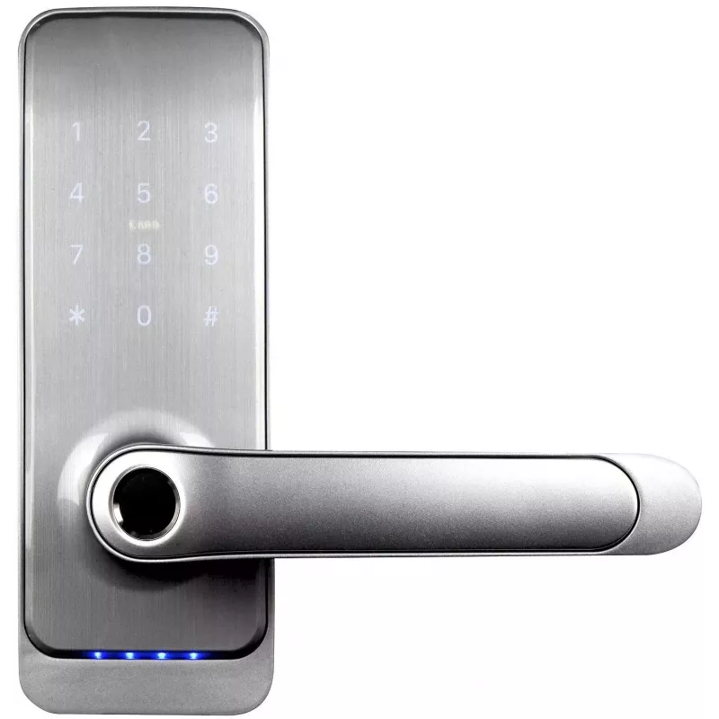 EURA ELH-01H4 sidabrinė prieigos valdymo rankena su pirštų atspaudų, RFID, PIN, Bluetooth