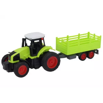 LEAN TOYS nuotoliniu valdymu valdomas traktorius su priekaba 1:16 žalias