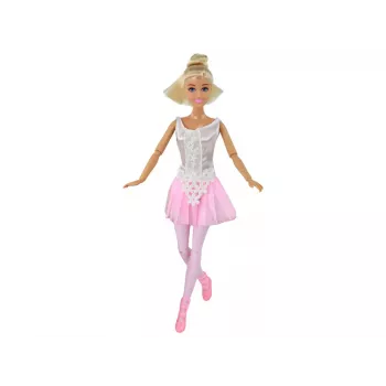 LEAN TOYS Vaikiška lėlė Anlily Balerinos šokėjos statulėlė su kuodele ir rožine suknele
