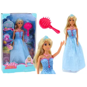 LEAN TOYS Anlily Mermaid Princess Blue Dress Brush Doll
