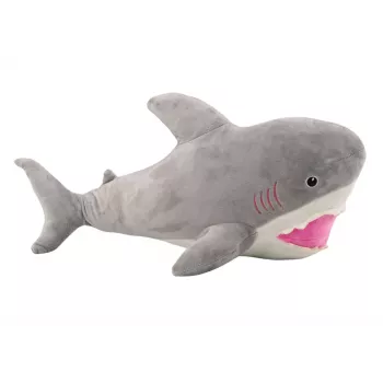LEAN TOYS Minkštas ryklio talismanas 50 cm pilkas