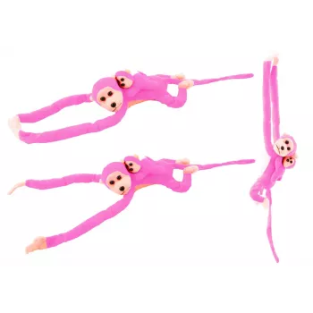 LEAN TOYS Mascot Plush Monkey with Baby, Pink 90 cm