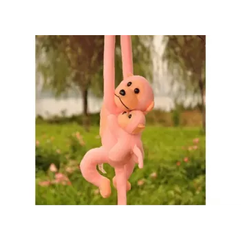 LEAN TOYS Mascot Plush Monkey with Baby, Pink 90 cm