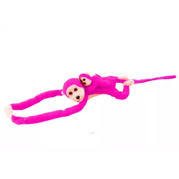 LEAN TOYS Mascot Plush Monkey with Baby, Dark Pink 90 cm