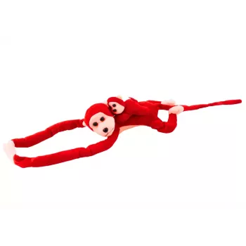 Minkštas žaislas LEAN TOYS Mascot Plush Monkey with Baby, Raudonas 90 cm