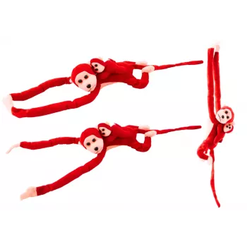 Minkštas žaislas LEAN TOYS Mascot Plush Monkey with Baby, Raudonas 90 cm