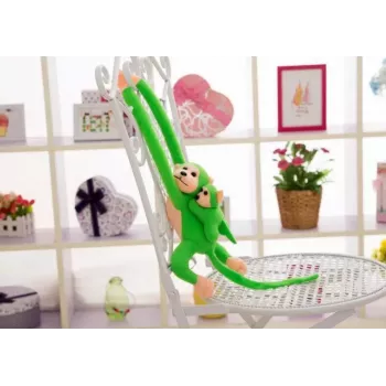 LEAN TOYS Mascot Plush Monkey with Baby, Green 90 cm