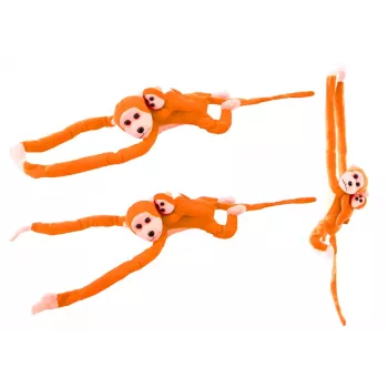 LEAN TOYS Mascot Plush Monkey su Mažyliu, Oranžinė 90 cm