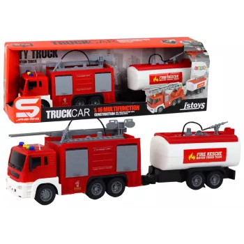 LEAN TOYS Fire Department With Trailer Fire Truck 1:16 Sounds of Light