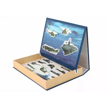 LEAN TOYS Educational Magnetic Puzzle Set - Military Ship Motif, 30 Pieces, Wooden, Ages 3+