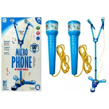 LEAN TOYS Mikrofono karaoke rinkinys mėlynas su trikoju