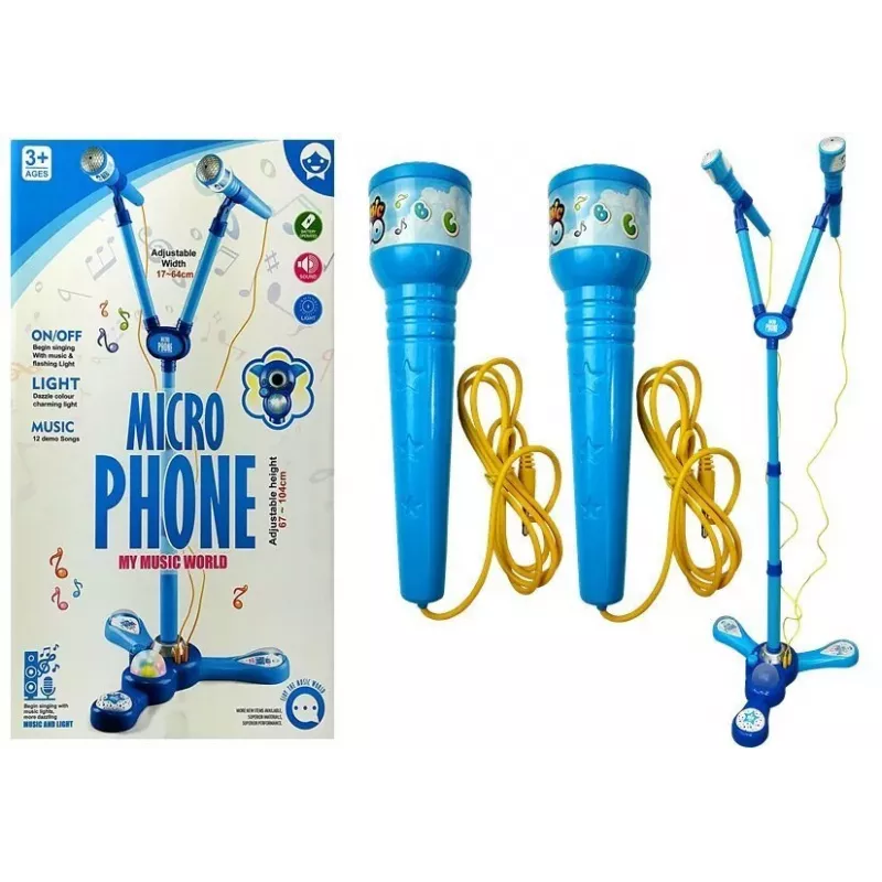 LEAN TOYS Mikrofono karaoke rinkinys mėlynas su trikoju
