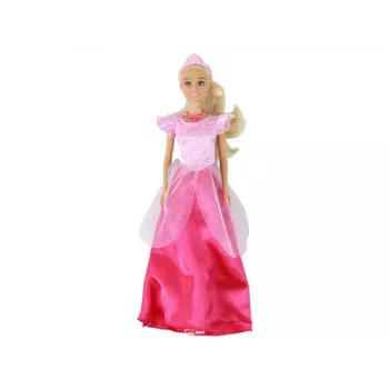 LEAN TOYS Children's Doll Anlily Princess Long Blonde Hair Tiara Pink Dress