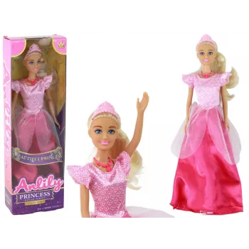 LEAN TOYS Children's Doll Anlily Princess Long Blonde Hair Tiara Pink Dress