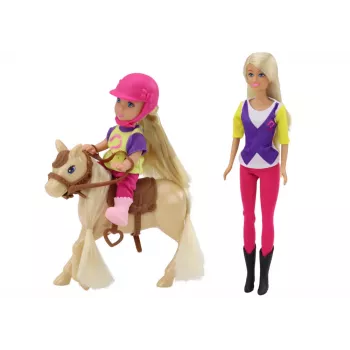 LEAN TOYS Anlily lėlių rinkinys su vaiku ir poniu, žirgų ūkis