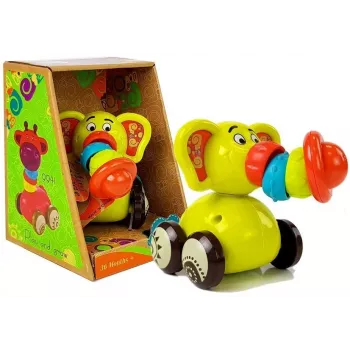 LEAN TOYS Automobilinis drambliukas kūdikiams su lanksčiu straubliu