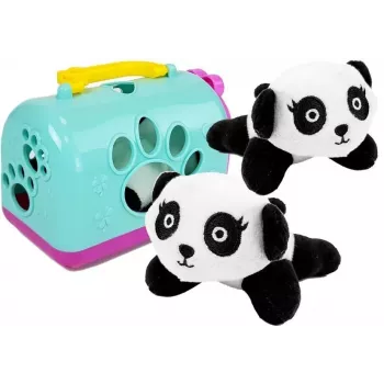 LEAN TOYS Little Panda su Transportavimo Vežimėliu Interaktyvus Minkštas Žaislas