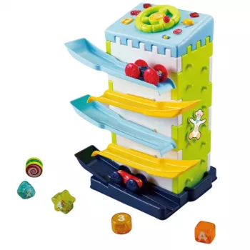 LEAN TOYS Educational Block Slide with Cars Sorter - interaktyvus žaidimas su šviesomis ir garsais