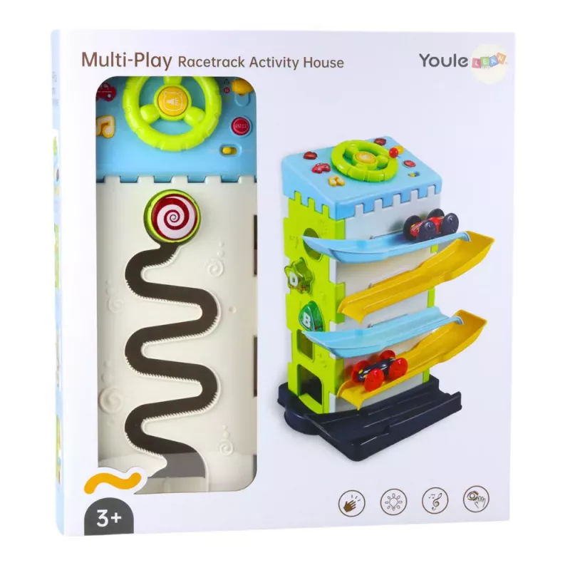LEAN TOYS Educational Block Slide with Cars Sorter - interaktyvus žaidimas su šviesomis ir garsais