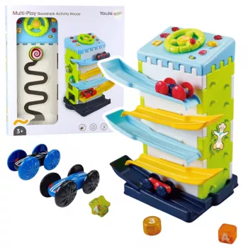 LEAN TOYS Educational Block Slide with Cars Sorter - interaktyvus žaidimas su šviesomis ir garsais