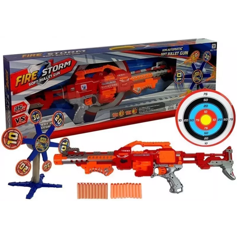 LEAN TOYS Putų šautuvas su besisukančiu taikiniu 66 cm