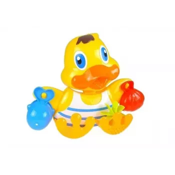 LEAN TOYS Duckie Bathing Set Cups – 3 sukraunami puodeliai ir vandens pūtimo antis voniai