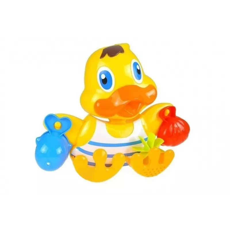 LEAN TOYS Duckie Bathing Set Cups – 3 sukraunami puodeliai ir vandens pūtimo antis voniai