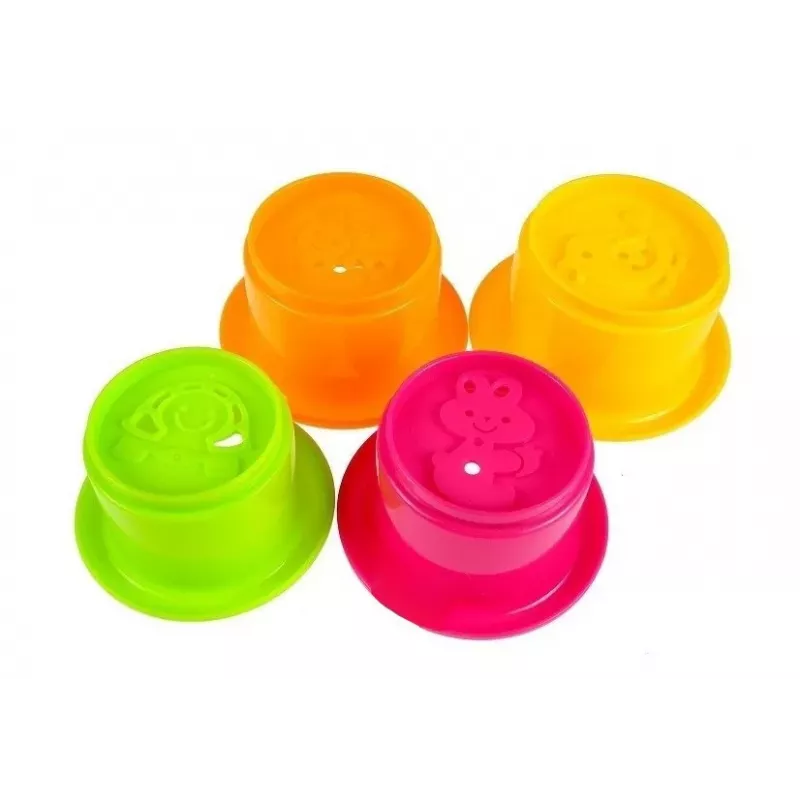 LEAN TOYS Duckie Bathing Set Cups – 3 sukraunami puodeliai ir vandens pūtimo antis voniai