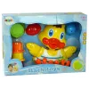 LEAN TOYS Duckie Bathing Set Cups – 3 sukraunami puodeliai ir vandens pūtimo antis voniai
