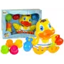 LEAN TOYS Duckie Bathing Set Cups – 3 sukraunami puodeliai ir vandens pūtimo antis voniai