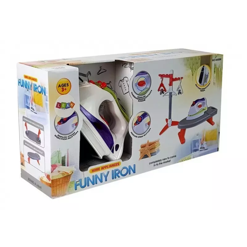 LEAN TOYS Geležinis stovas su pakabomis ant baterijų - vaikų žaidimų lyginimo rinkinys su šviesos ir garso efektais