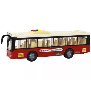 LEAN TOYS baterijomis maitinamas autobusas su šviesomis ir garsais - raudonas miesto 1:16