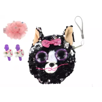 LEAN TOYS Aksesuarų rinkinys mergaitėms „Kitty Wallet“ 4 vnt.