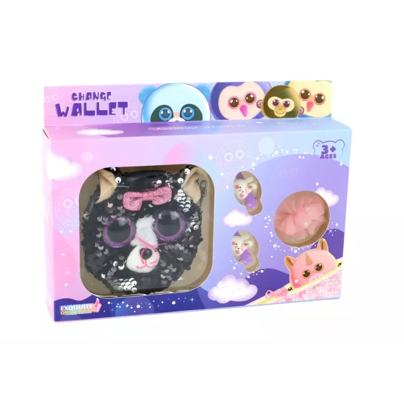 LEAN TOYS Aksesuarų rinkinys mergaitėms „Kitty Wallet“ 4 vnt.