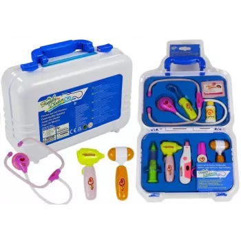 LEAN TOYS Gydytojo rinkinys lagaminėlyje – 18 dalių medicininės vaidmenų žaidimo rinkinys