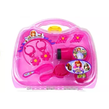 LEAN TOYS Princess in a Suitcase Set - Hair Dryer, Earrings, Headband, Pink