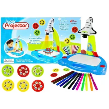 LEAN TOYS Projector Painting Airplane vaikų kūrybinis rinkinys su 36 šablonais