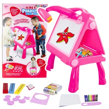 LEAN TOYS Piešimo ir tapybos stalas su projektoriumi 4v1 49 cm