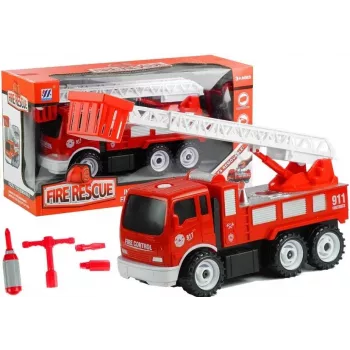 LEAN TOYS Take-Apart Fire Rescue Truck Little Mechanic Wheel Wrench Screwdriver